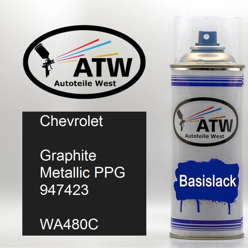 Chevrolet, Graphite Metallic PPG 947423, WA480C: 400ml Sprühdose, von ATW Autoteile West.